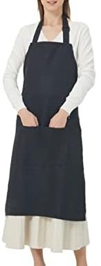 URED Adjustable Bib Aprons For Women With Pockets Black Chef Apron Thicken Long Aprons Cooking Apron For Men Gift